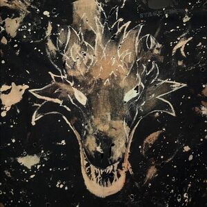 Gildan long sleeve tee bleach dyed wolf and distressed splatter pattern medium 👽